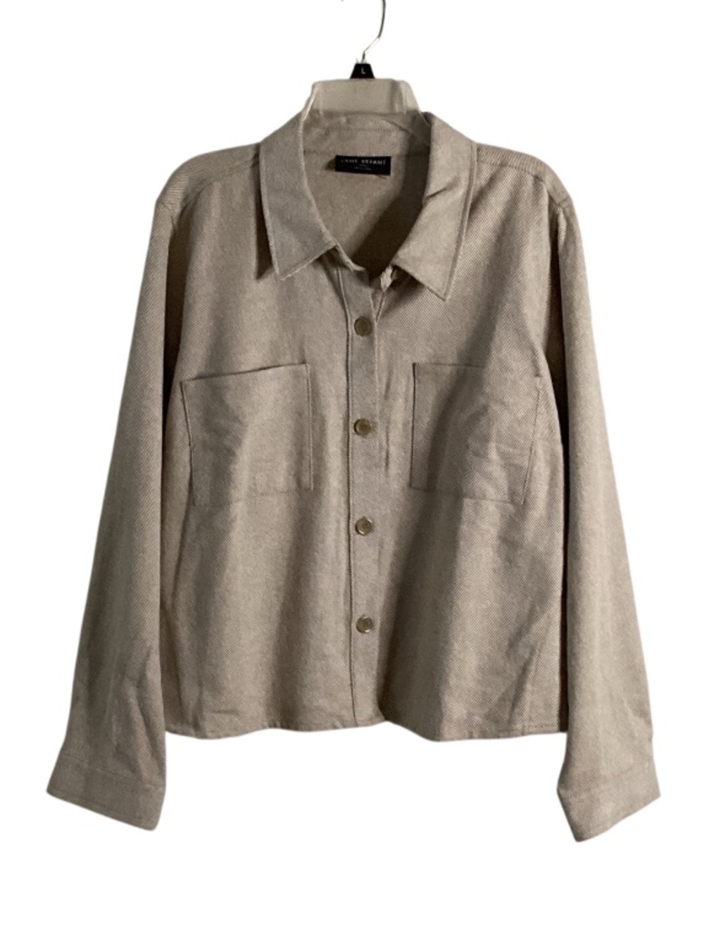 Lane Bryant Pinstripe Button-Front Utility Jacket Shacket Tan 22/24